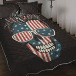 American Flag Skull Print Quilt Bed Set