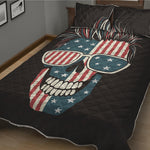 American Flag Skull Print Quilt Bed Set