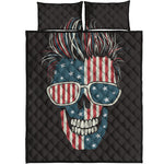 American Flag Skull Print Quilt Bed Set