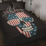 American Flag Skull Print Quilt Bed Set