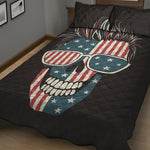 American Flag Skull Print Quilt Bed Set