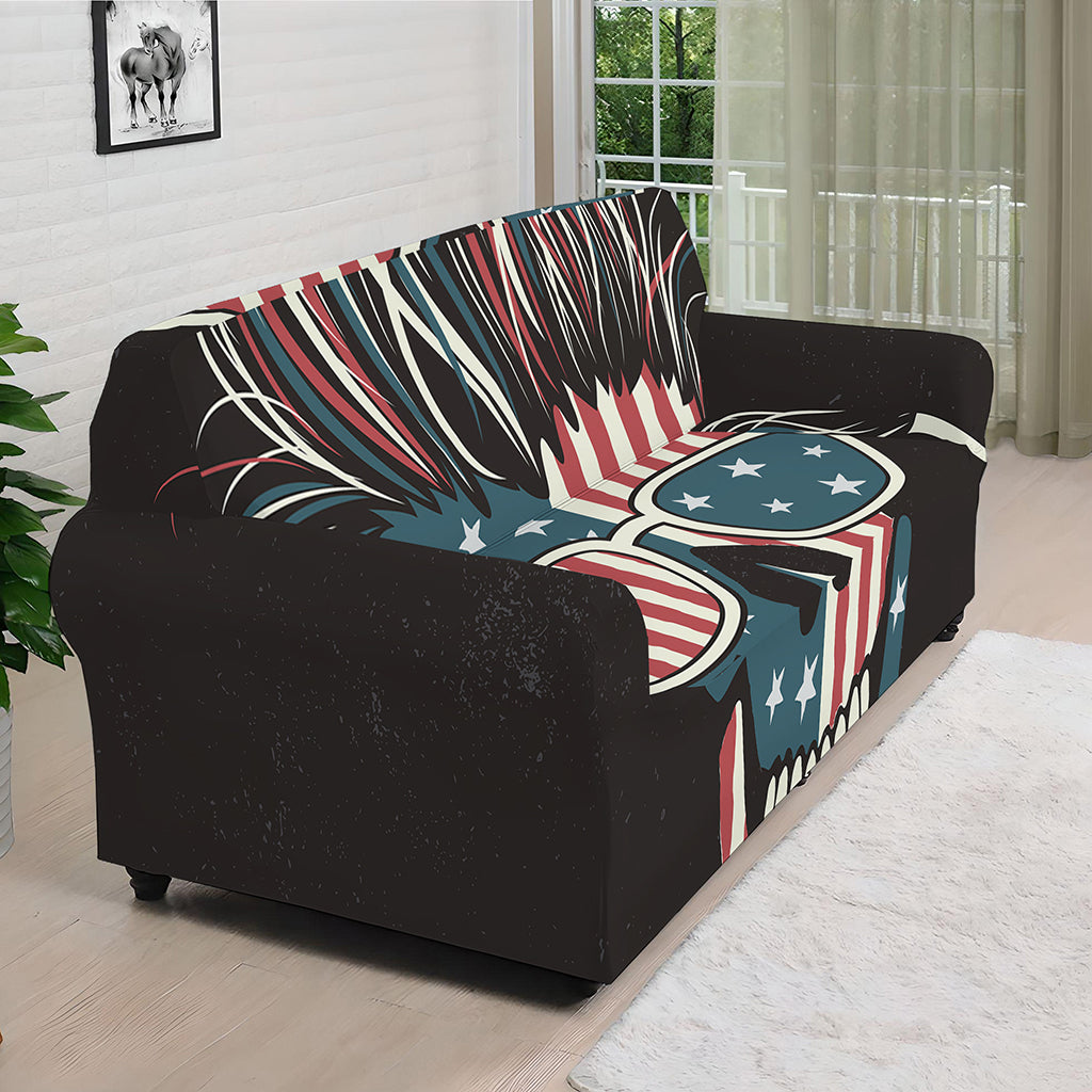 American Flag Skull Print Sofa Cover