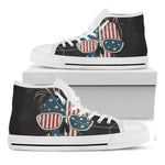 American Flag Skull Print White High Top Shoes