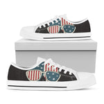 American Flag Skull Print White Low Top Shoes