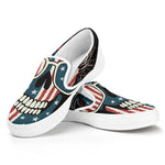 American Flag Skull Print White Slip On Shoes