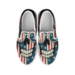American Flag Skull Print White Slip On Shoes