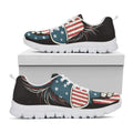 American Flag Skull Print White Running Shoes