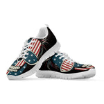 American Flag Skull Print White Sneakers