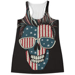 American Flag Skull Print Women's Racerback Tank Top