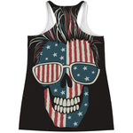American Flag Skull Print Women's Racerback Tank Top