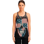 American Flag Skull Print Women's Racerback Tank Top