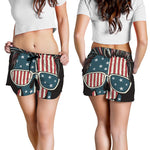 American Flag Skull Print Women's Shorts
