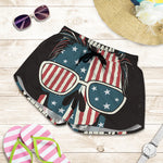 American Flag Skull Print Women's Shorts