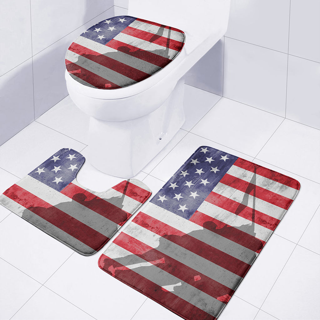 American Flag War Memorial Print 3 Piece Bath Mat Set