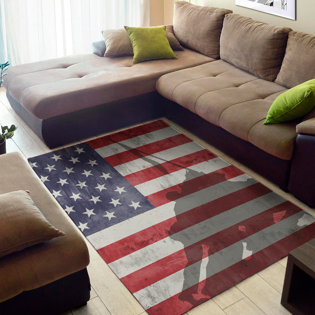 American Flag War Memorial Print Area Rug