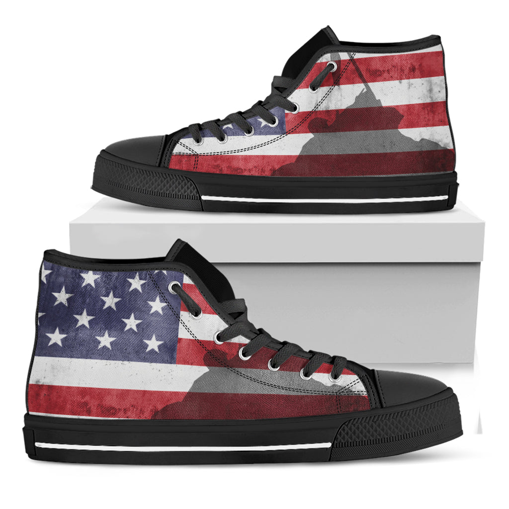 American Flag War Memorial Print Black High Top Shoes
