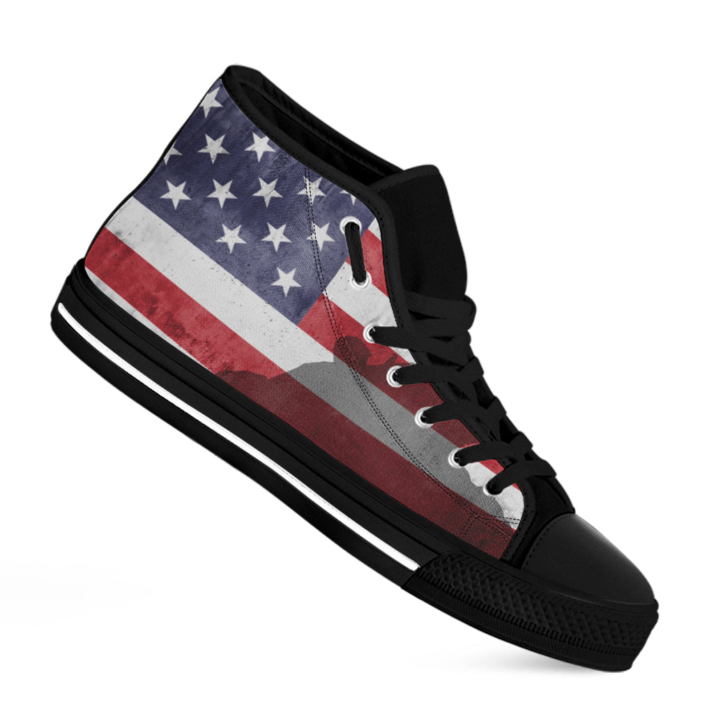 American Flag War Memorial Print Black High Top Shoes
