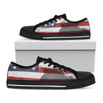 American Flag War Memorial Print Black Low Top Shoes 