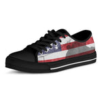 American Flag War Memorial Print Black Low Top Shoes 