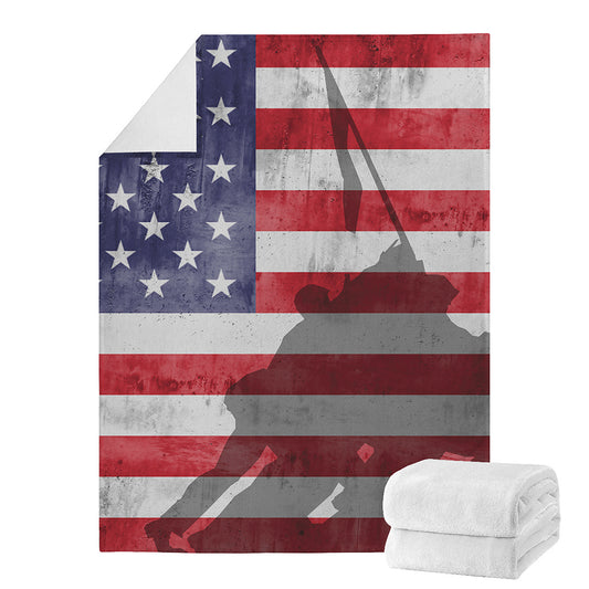 American Flag War Memorial Print Blanket