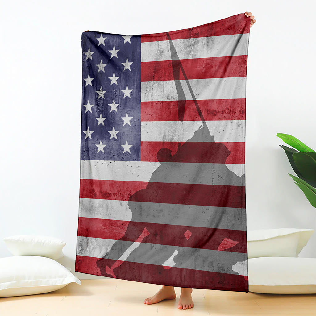 American Flag War Memorial Print Blanket