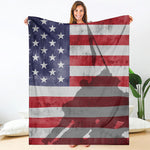 American Flag War Memorial Print Blanket
