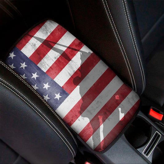American Flag War Memorial Print Car Center Console Cover