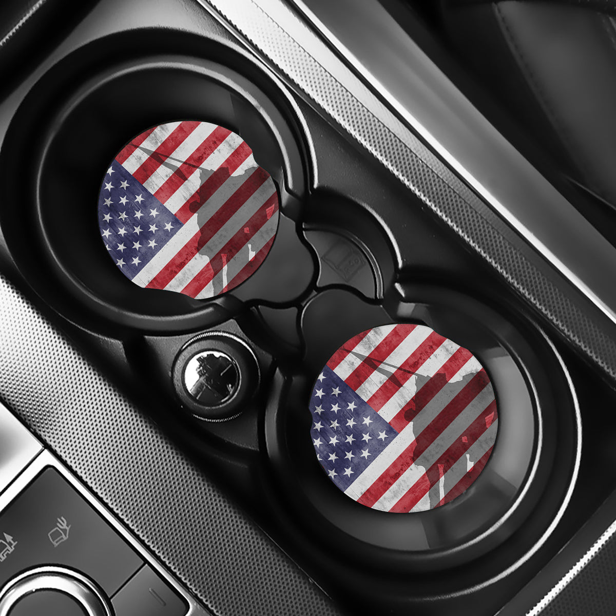 American Flag War Memorial Print Car Coasters