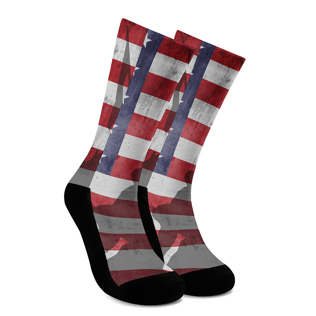 American Flag War Memorial Print Crew Socks