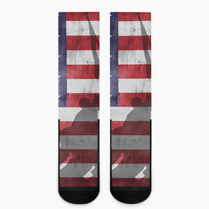 American Flag War Memorial Print Crew Socks