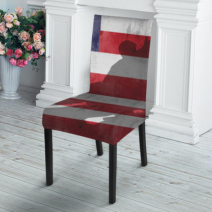 American Flag War Memorial Print Dining Chair Slipcover