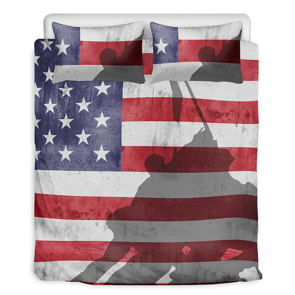 American Flag War Memorial Print Duvet Cover Bedding Set