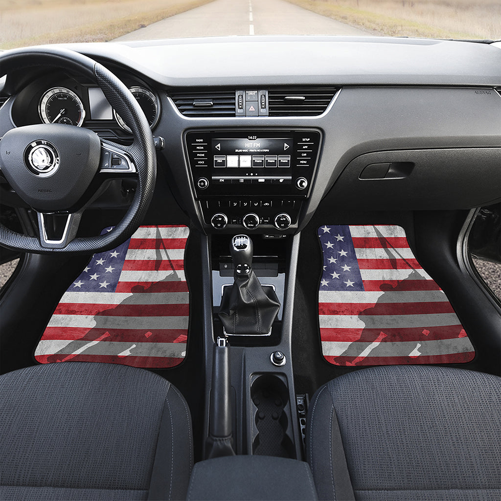 American Flag War Memorial Print Front and Back Car Floor Mats