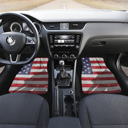 American Flag War Memorial Print Front and Back Car Floor Mats