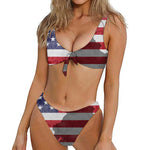 American Flag War Memorial Print Front Bow Tie Bikini