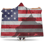 American Flag War Memorial Print Hooded Blanket