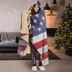 American Flag War Memorial Print Hooded Blanket