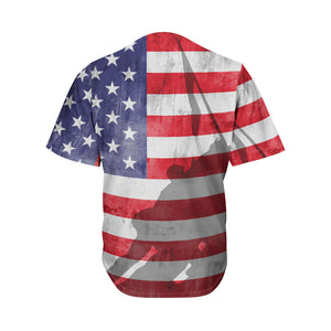 American Flag War Memorial Print Men's Baseball Jersey