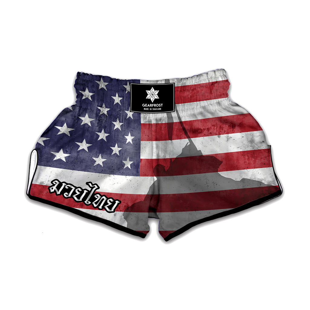 American Flag War Memorial Print Muay Thai Boxing Shorts