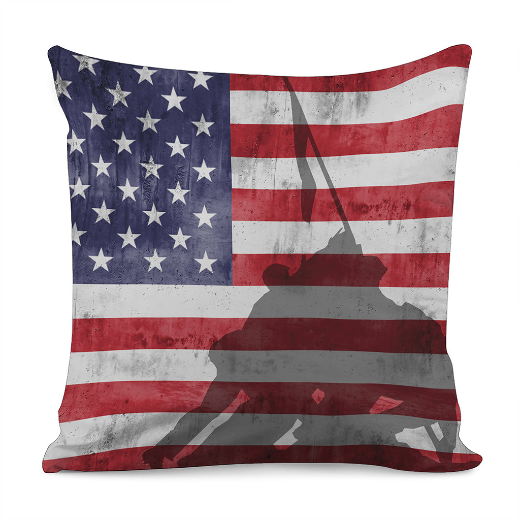 American Flag War Memorial Print Pillow Cover
