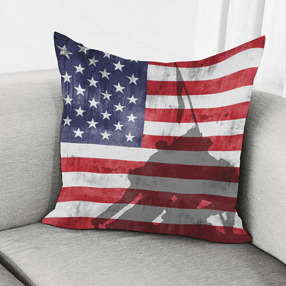 American Flag War Memorial Print Pillow Cover