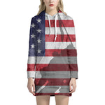American Flag War Memorial Print Pullover Hoodie Dress