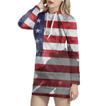 American Flag War Memorial Print Pullover Hoodie Dress
