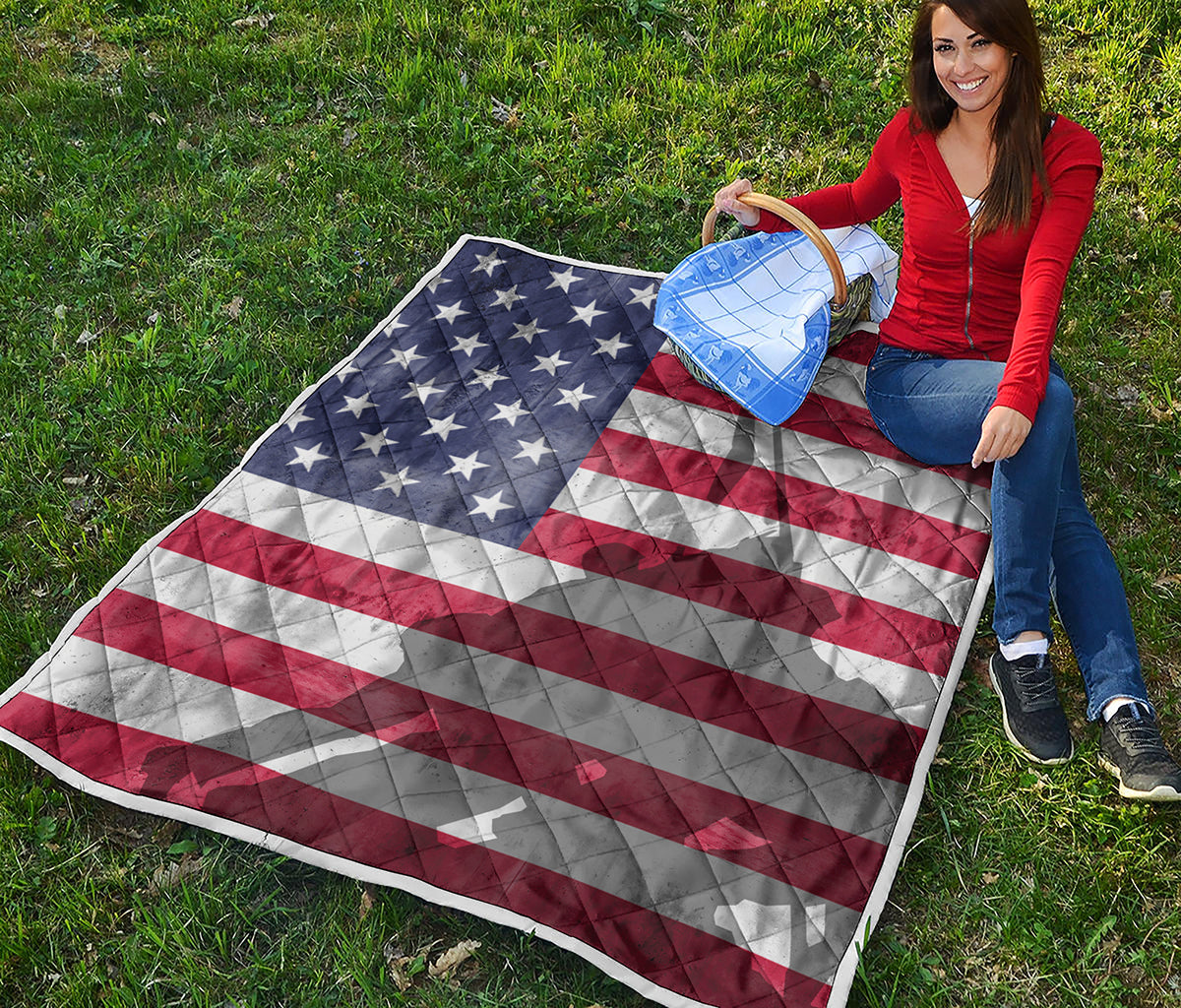 American Flag War Memorial Print Quilt