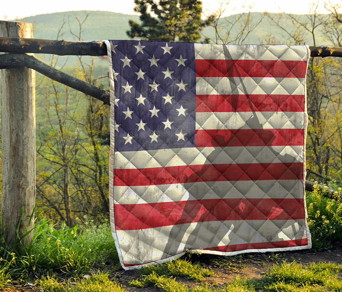 American Flag War Memorial Print Quilt