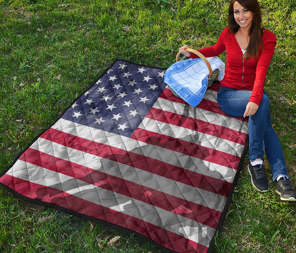 American Flag War Memorial Print Quilt