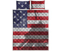 American Flag War Memorial Print Quilt Bed Set
