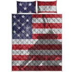 American Flag War Memorial Print Quilt Bed Set