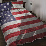 American Flag War Memorial Print Quilt Bed Set