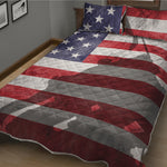 American Flag War Memorial Print Quilt Bed Set